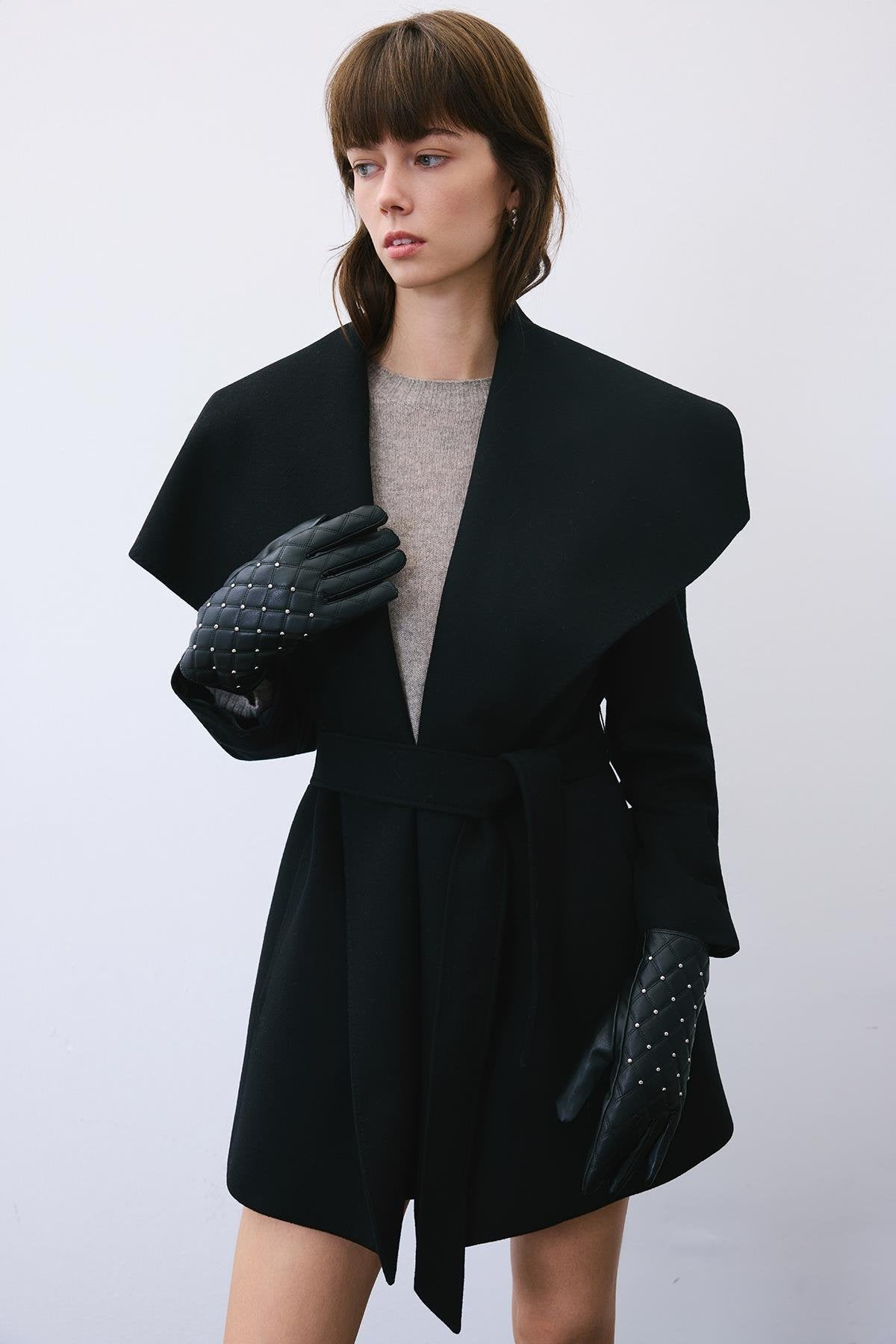 Accessory Detailed Faux Leather Gloves