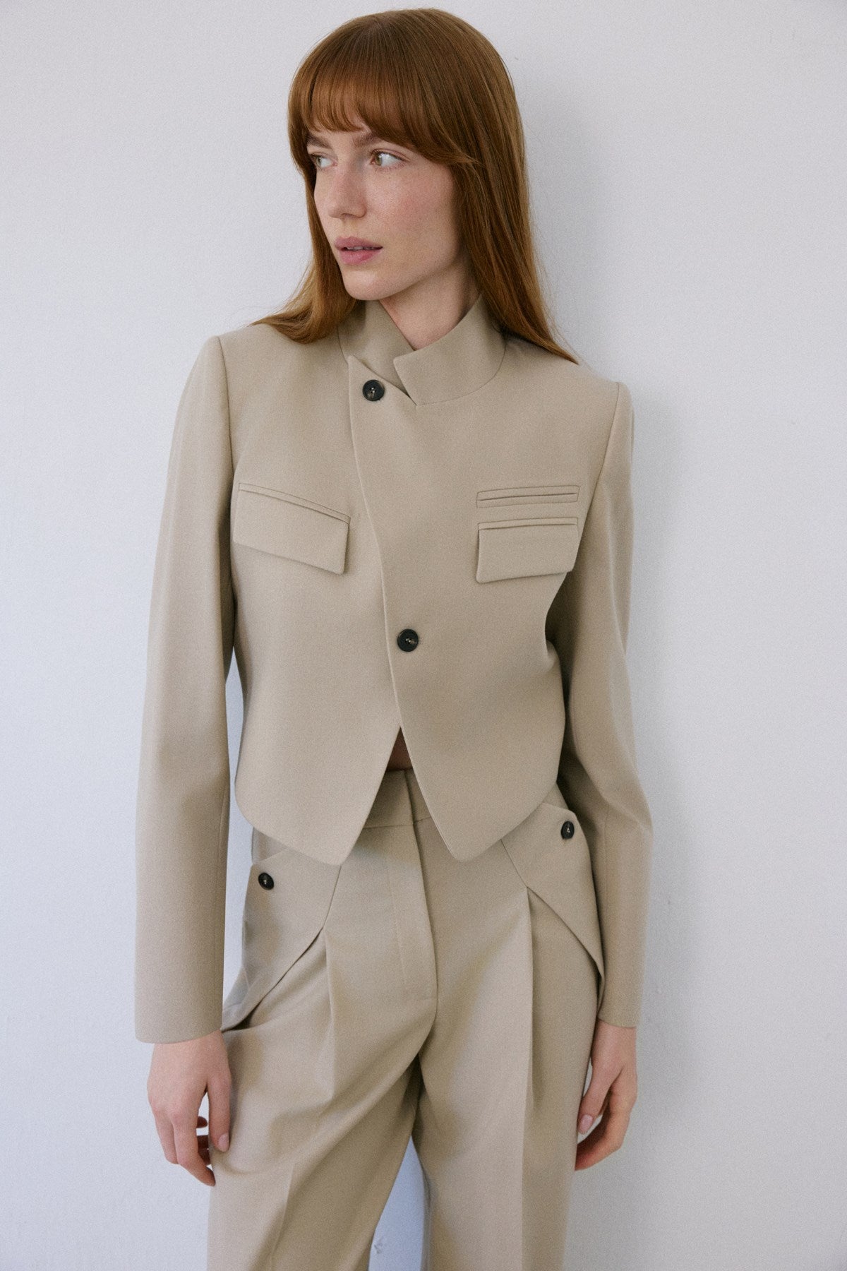 Asymmetric Lined Slim Fit Blazer