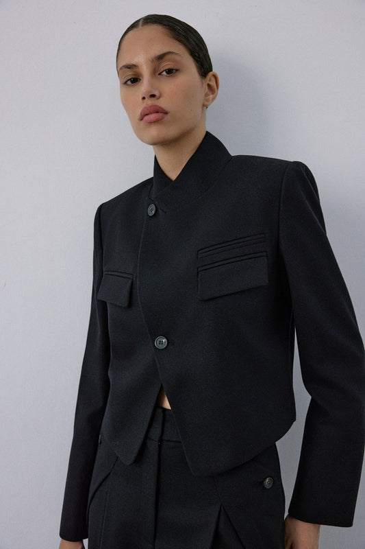 Asymmetric Lined Slim Fit Blazer