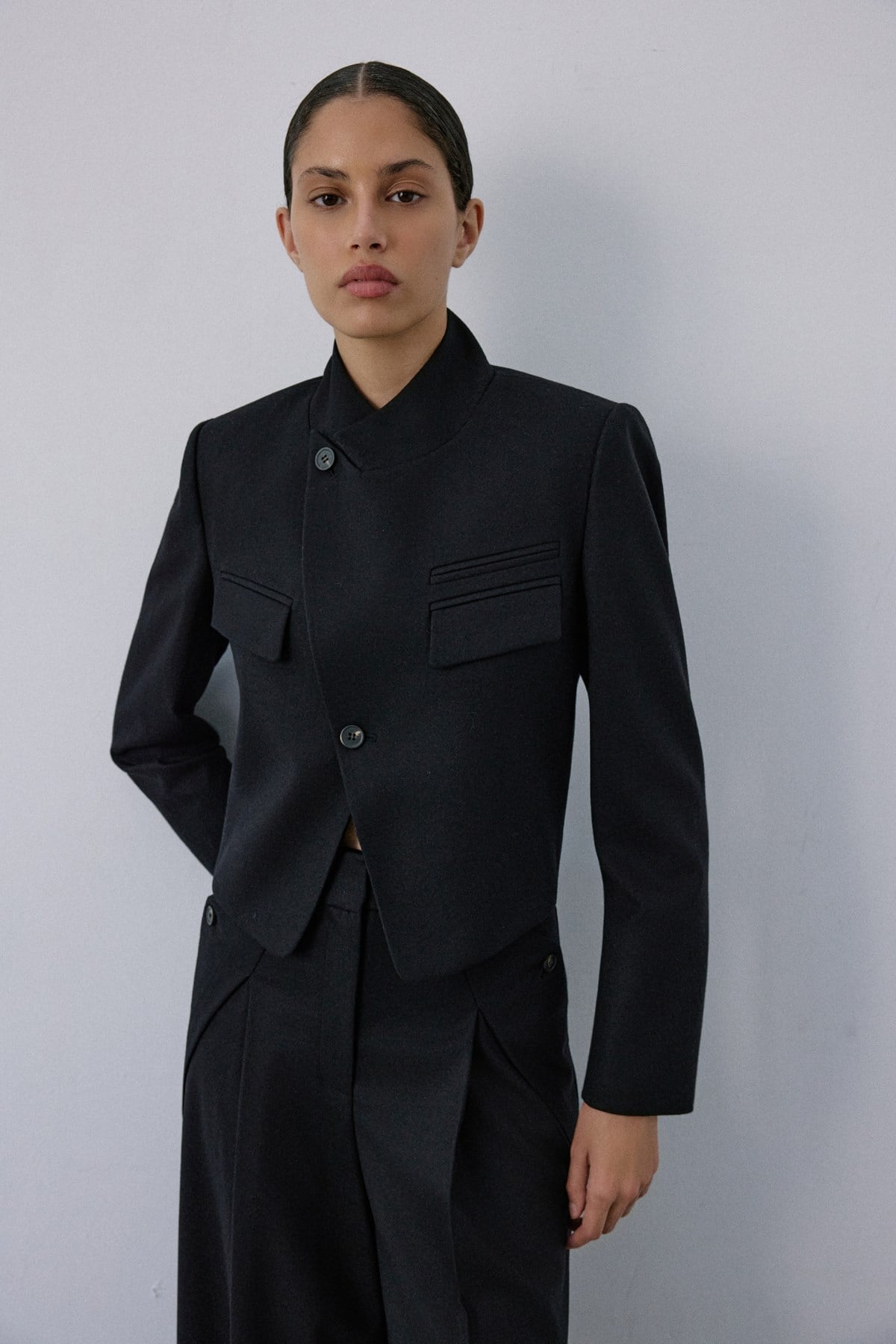 Asymmetric Lined Slim Fit Blazer