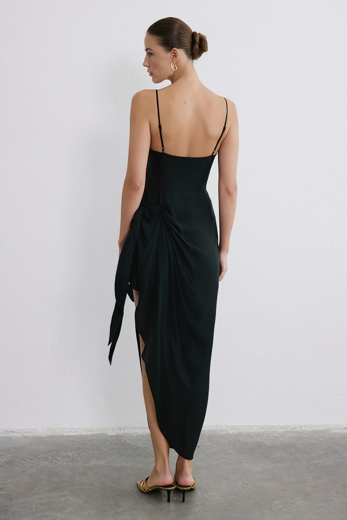Asymmetric Tie Detail Midi Dress