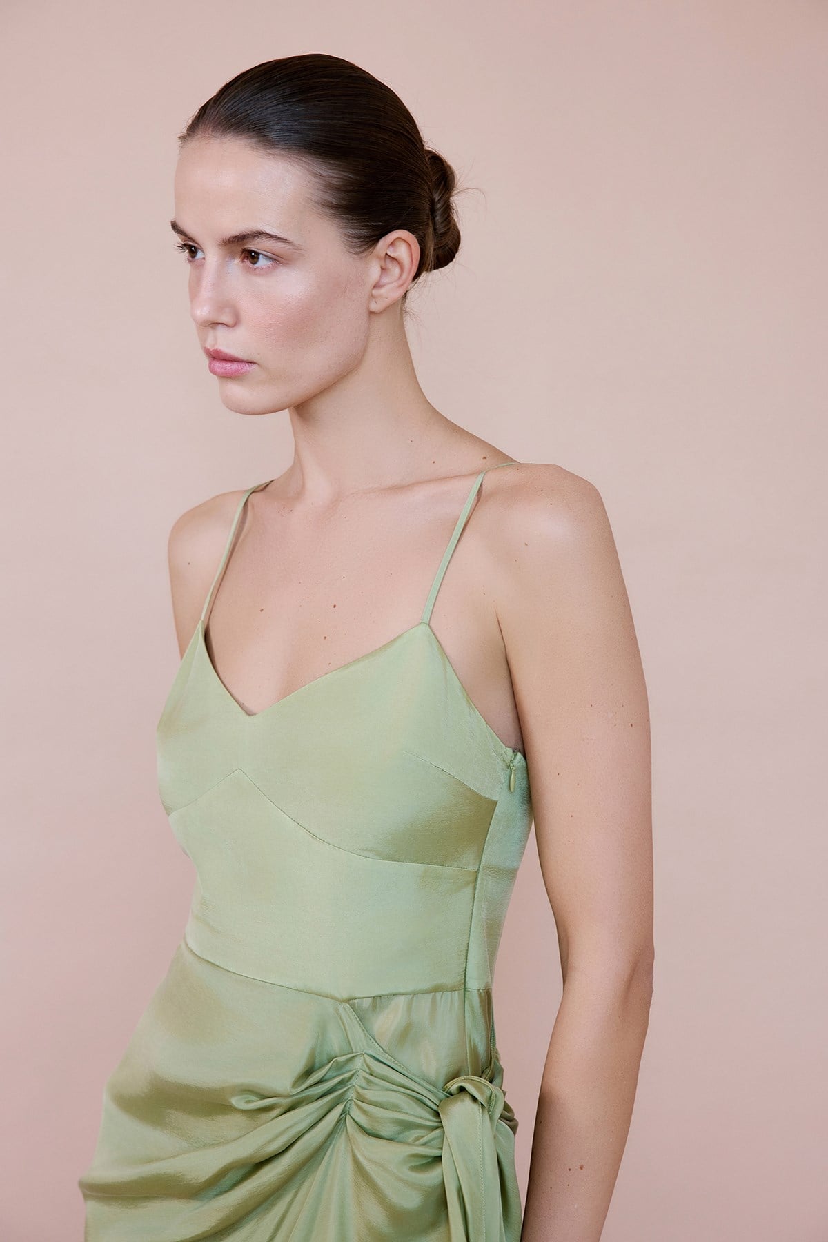 Asymmetric Tie Detail Midi Dress