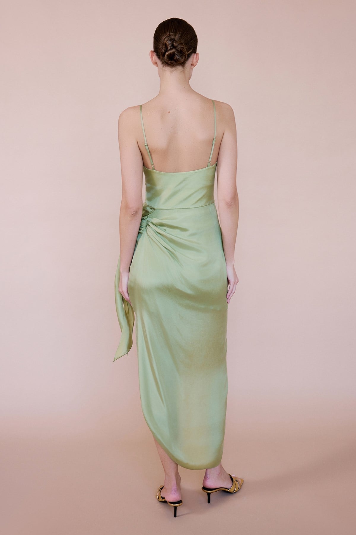 Asymmetric Tie Detail Midi Dress