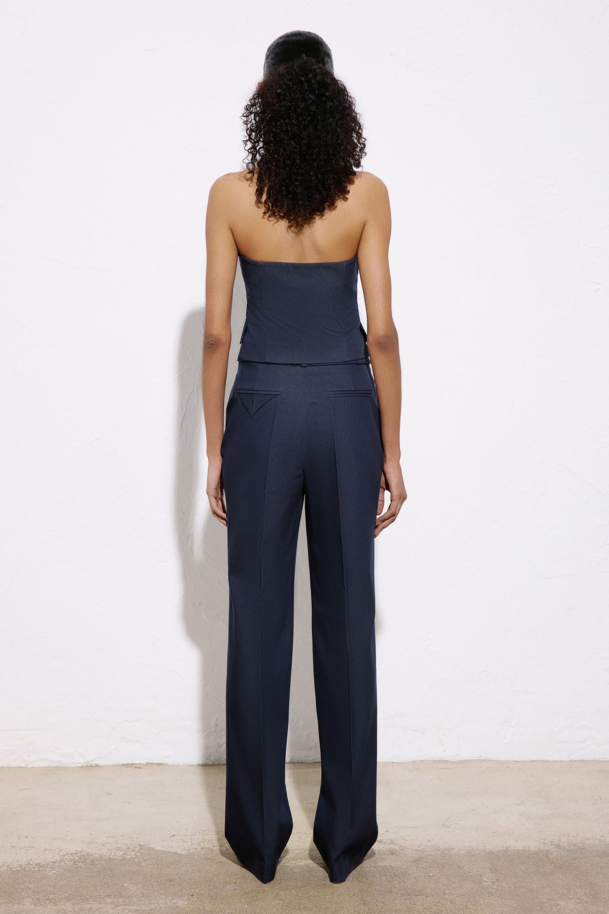 Back Cut-Out Denim Textured Crop Bustier