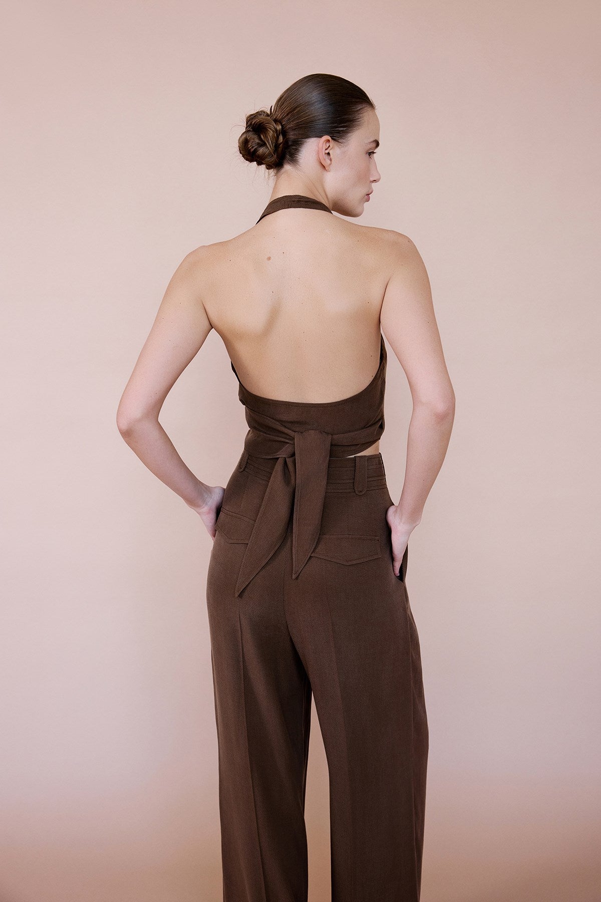 Backless Wrap Crop Blouse
