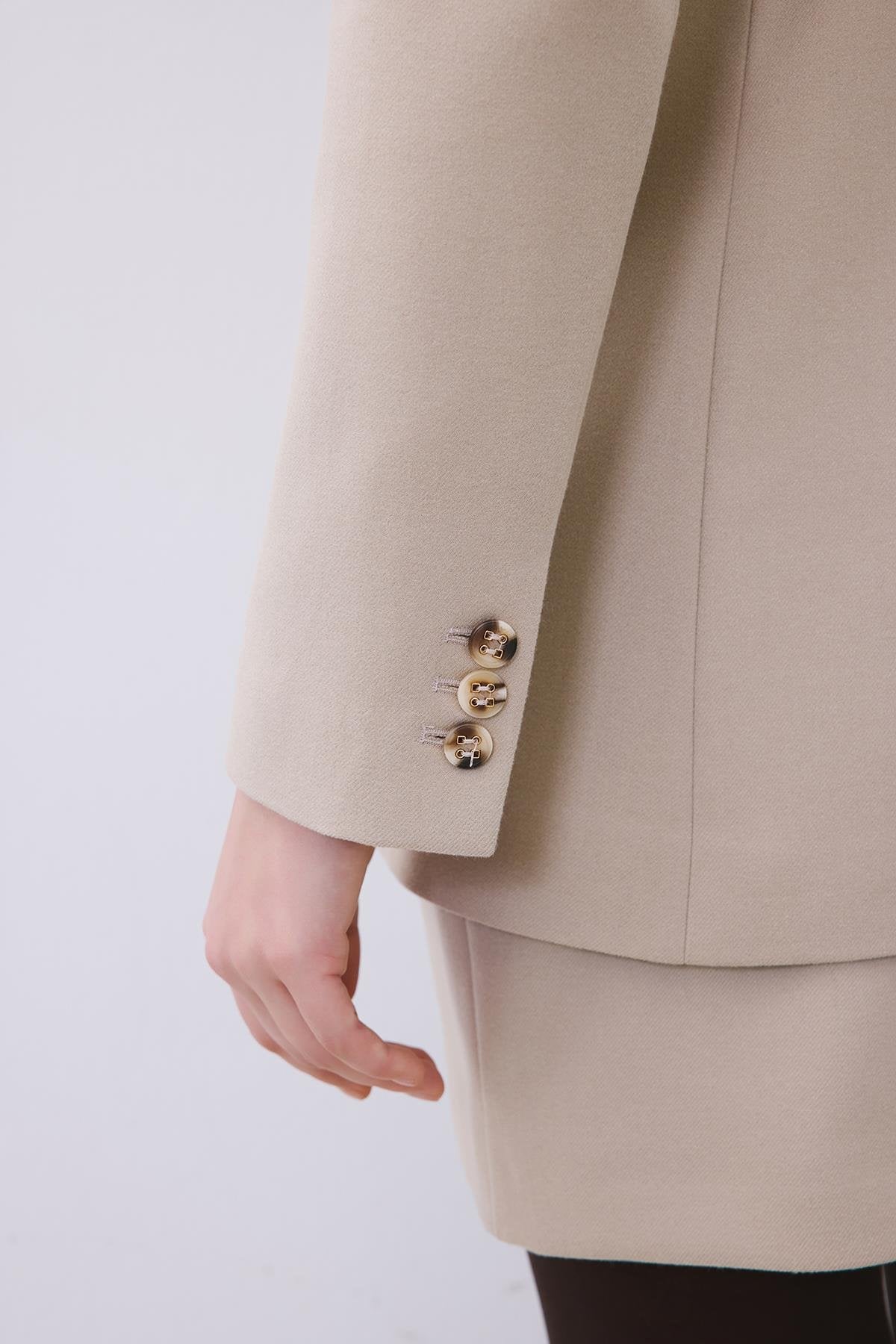 Gray Wool-Blend Double-Breasted Jacket