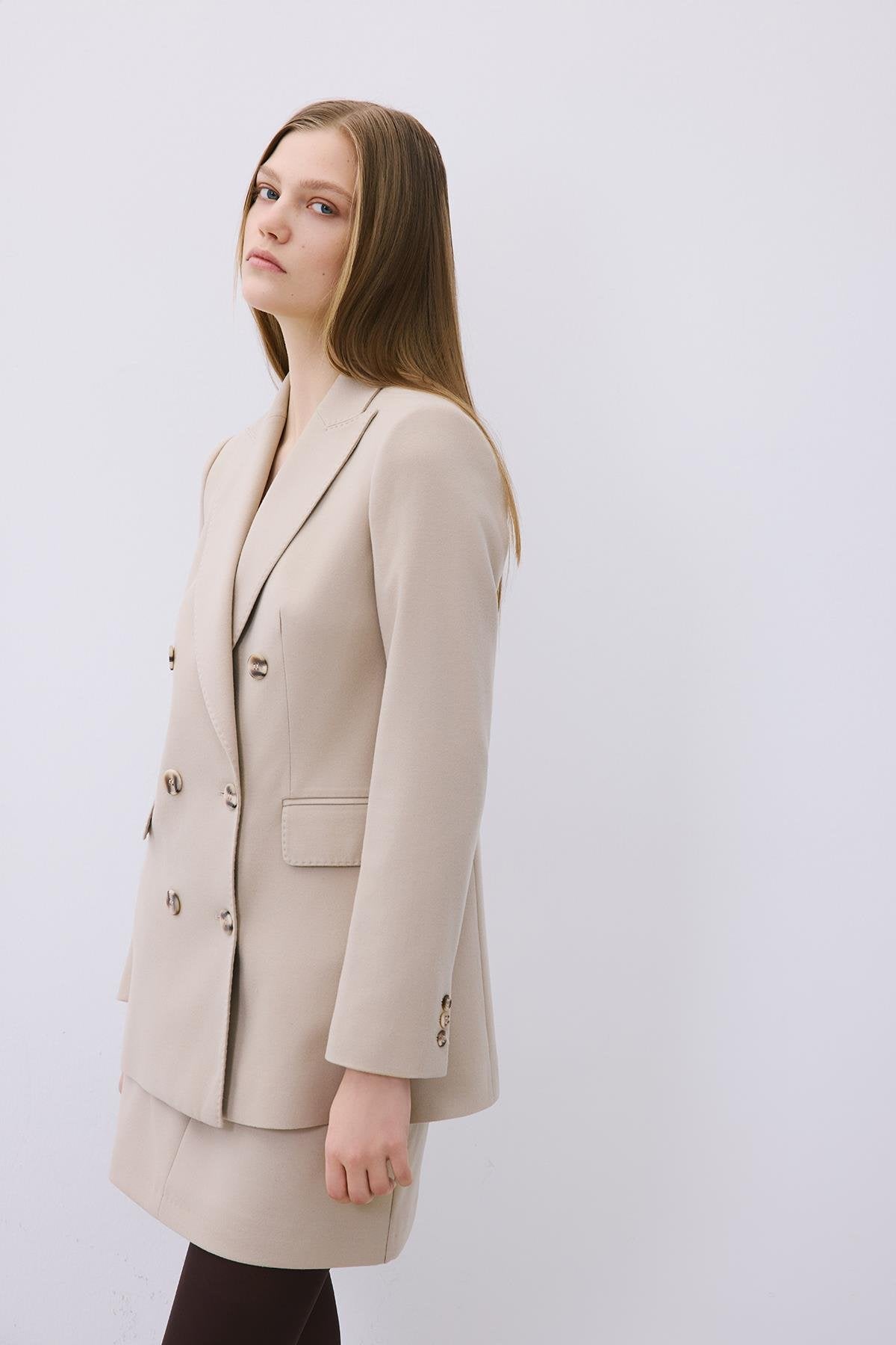 Gray Wool-Blend Double-Breasted Jacket