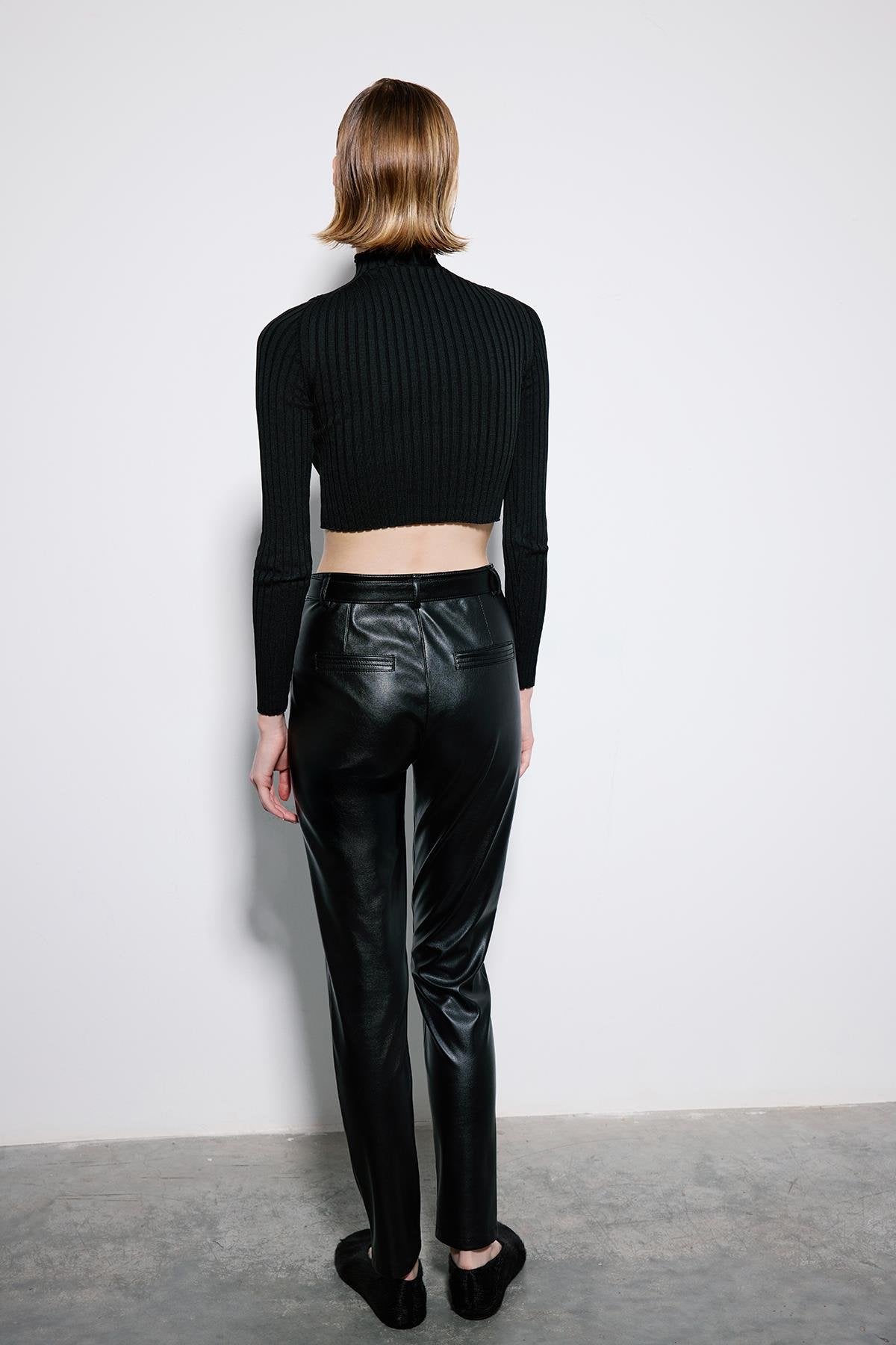 Leather Trousers With Metal Buckle