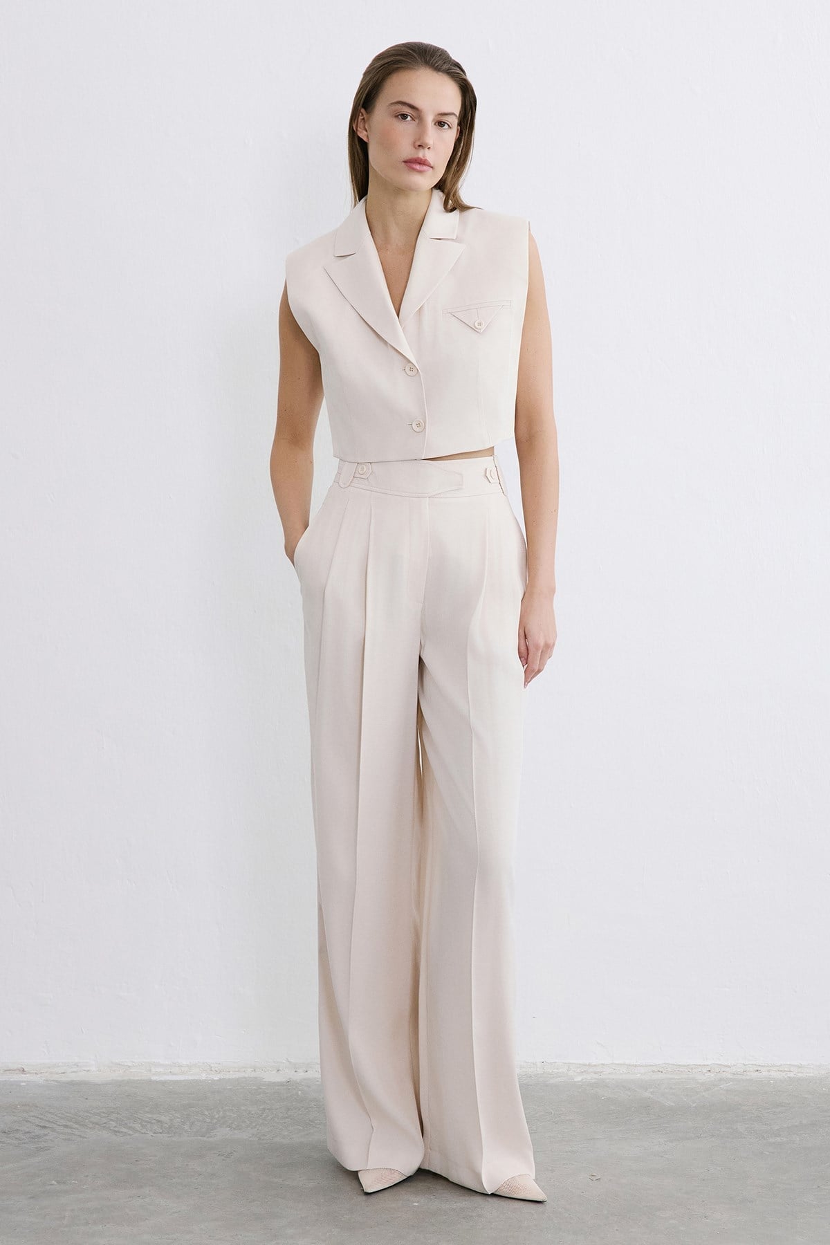 Blazer Collar Padded Crop Vest