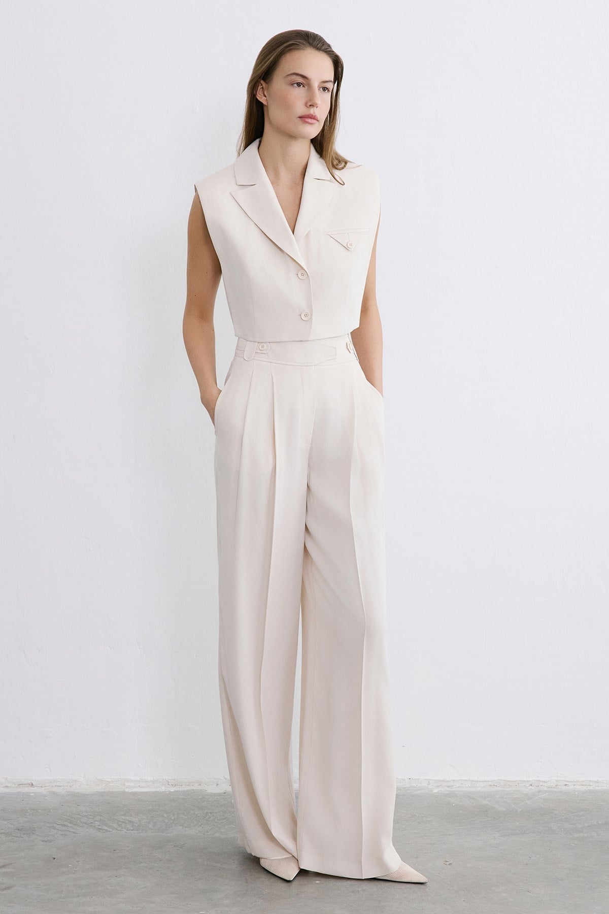 Blazer Collar Padded Crop Vest