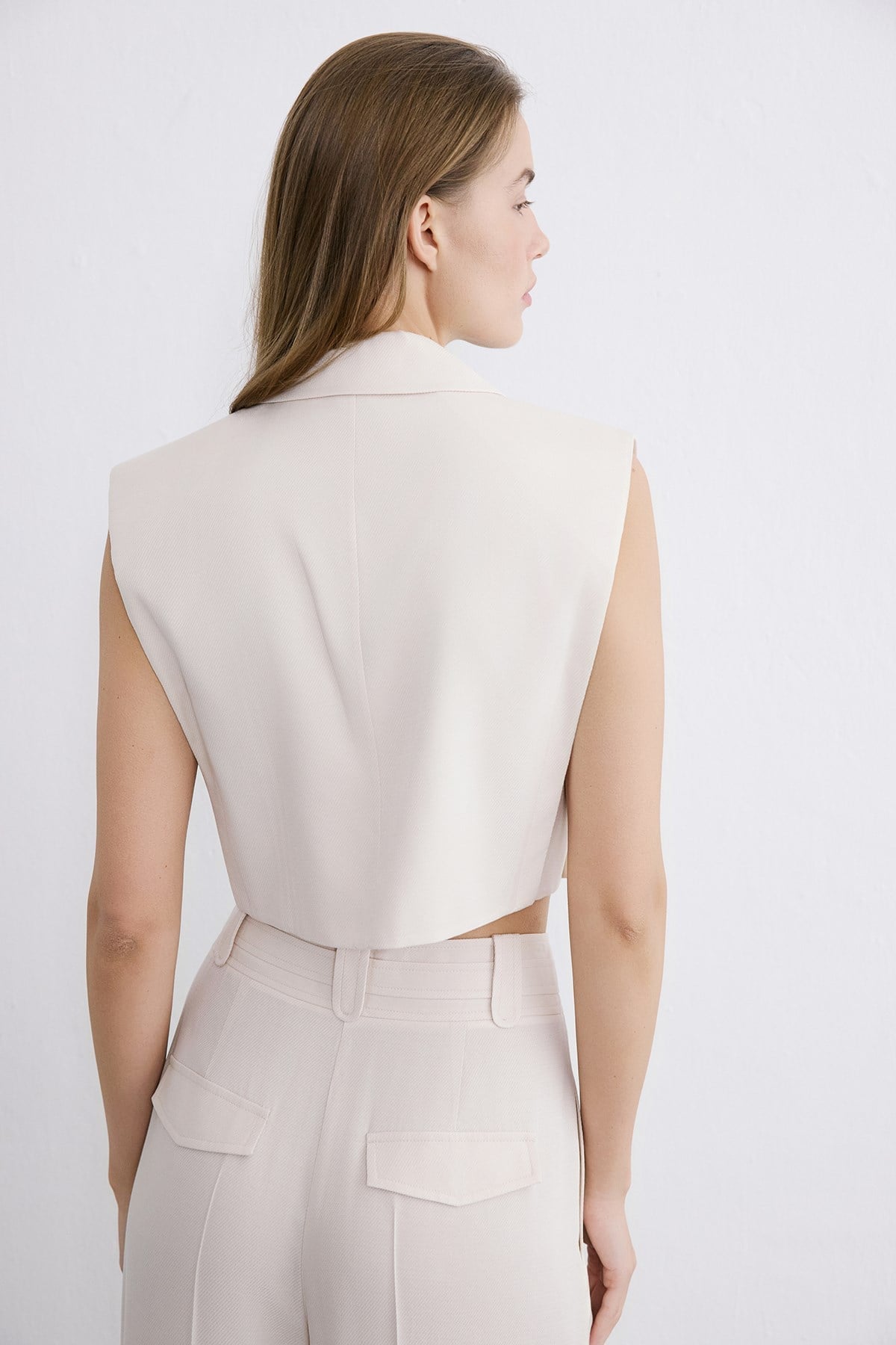 Blazer Collar Padded Crop Vest