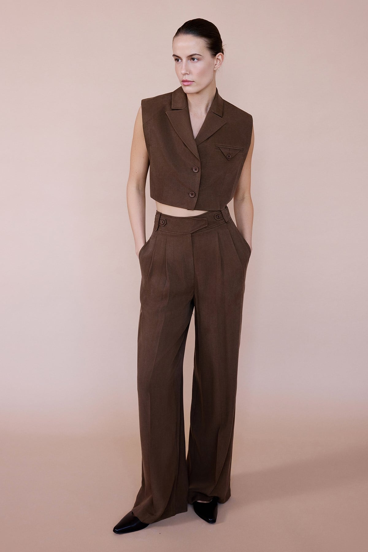 Blazer Collar Padded Crop Vest