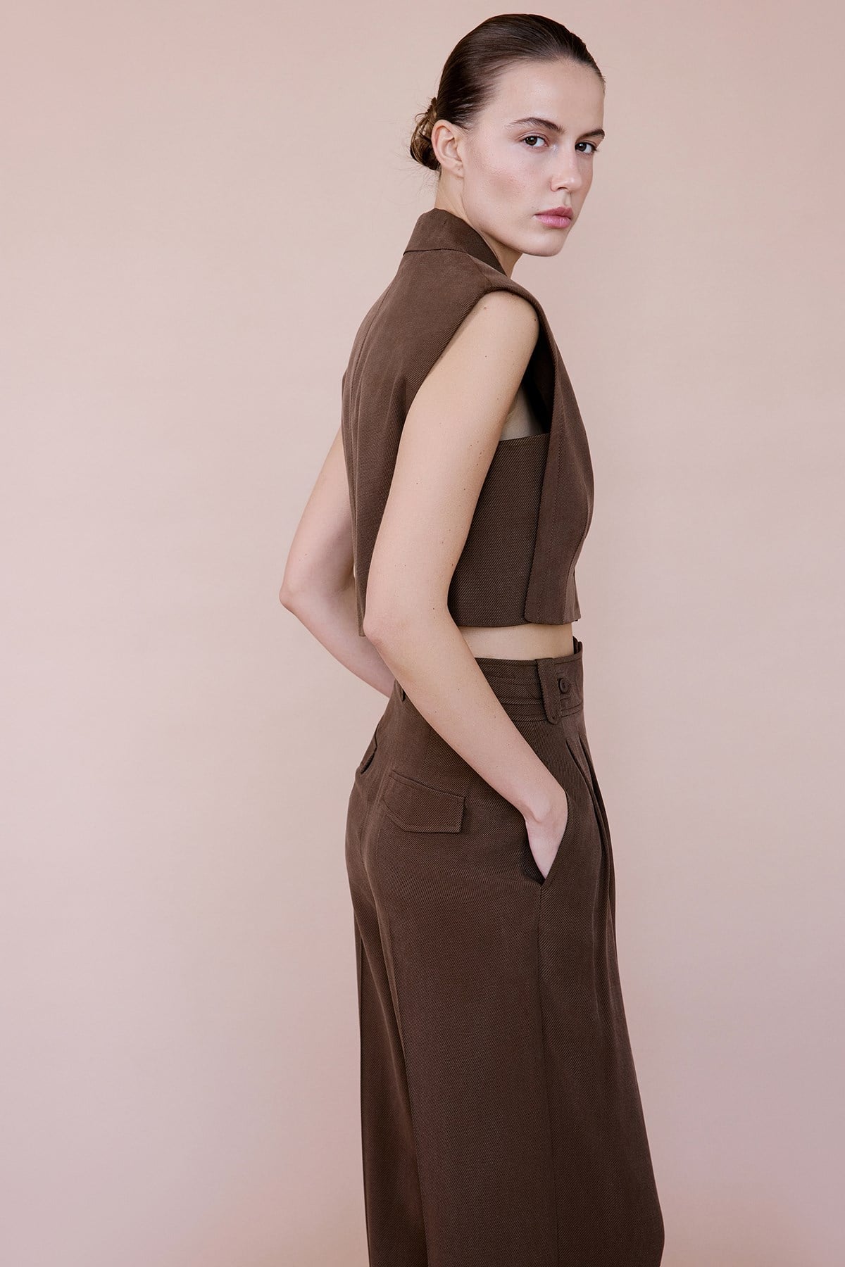 Blazer Collar Padded Crop Vest