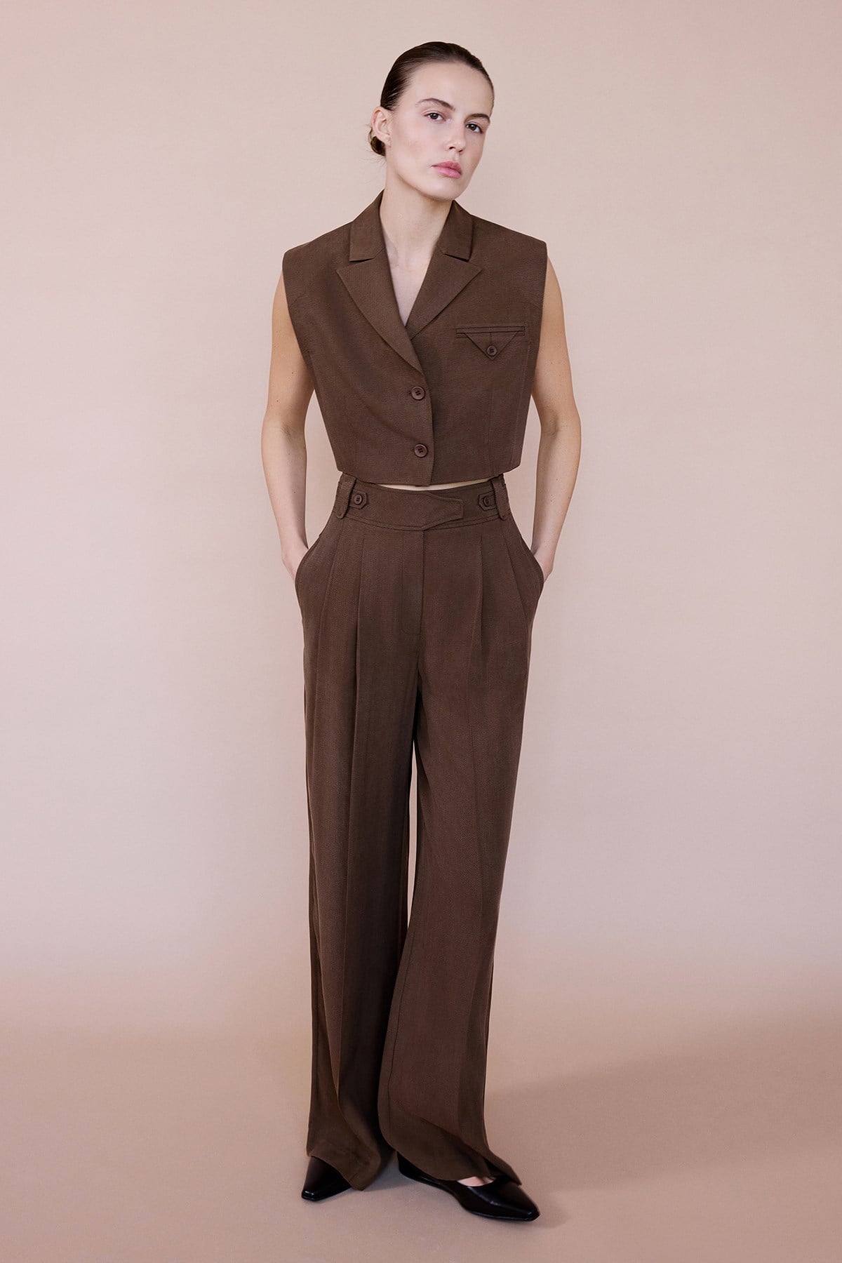 Blazer Collar Padded Crop Vest