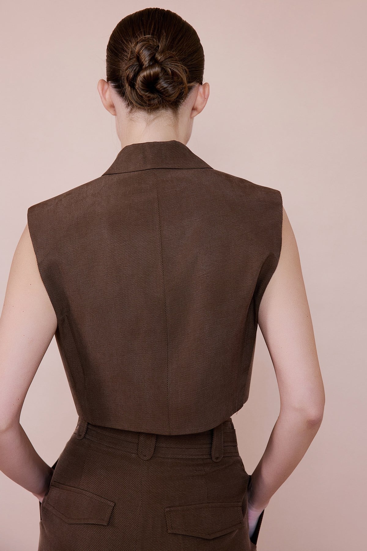 Blazer Collar Padded Crop Vest