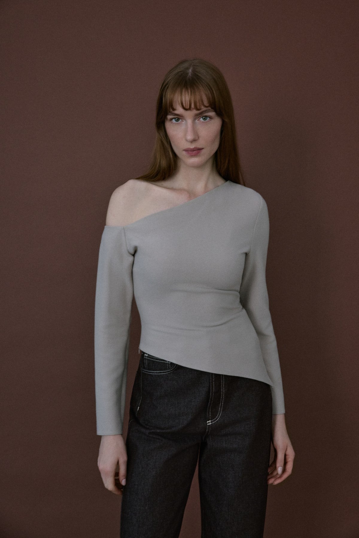Boat Neck Long Sleeve Blouse