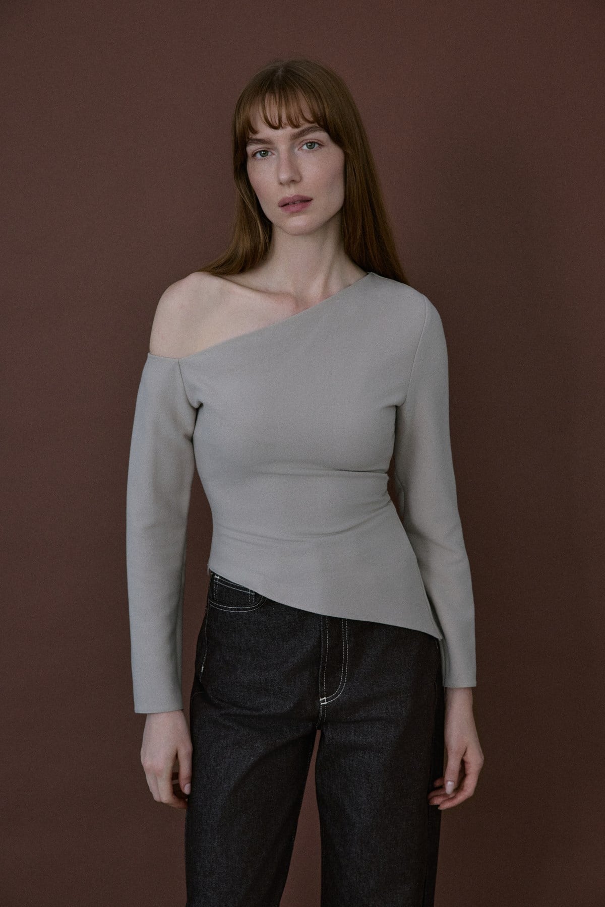 Boat Neck Long Sleeve Blouse