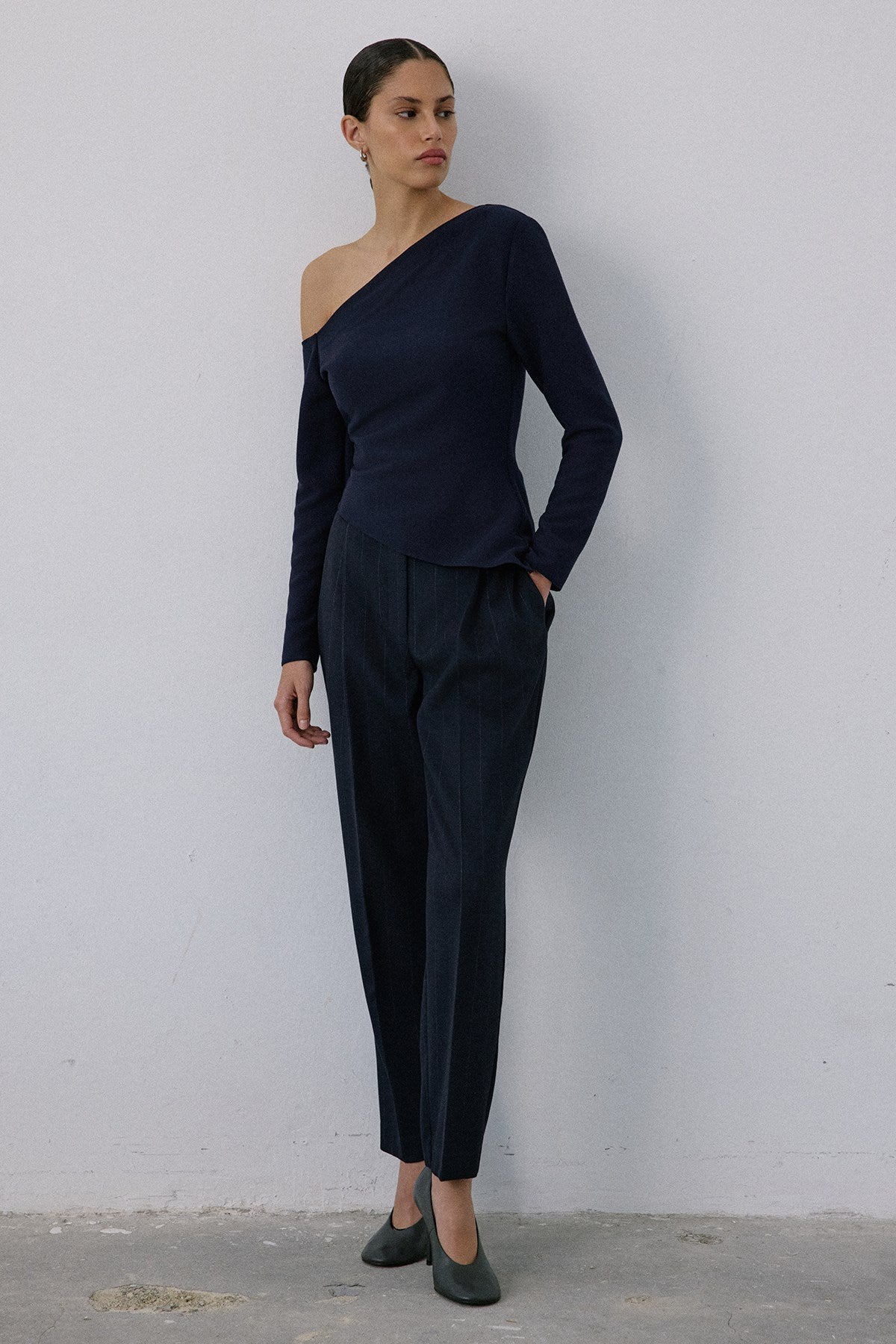 Boat Neck Long Sleeve Blouse