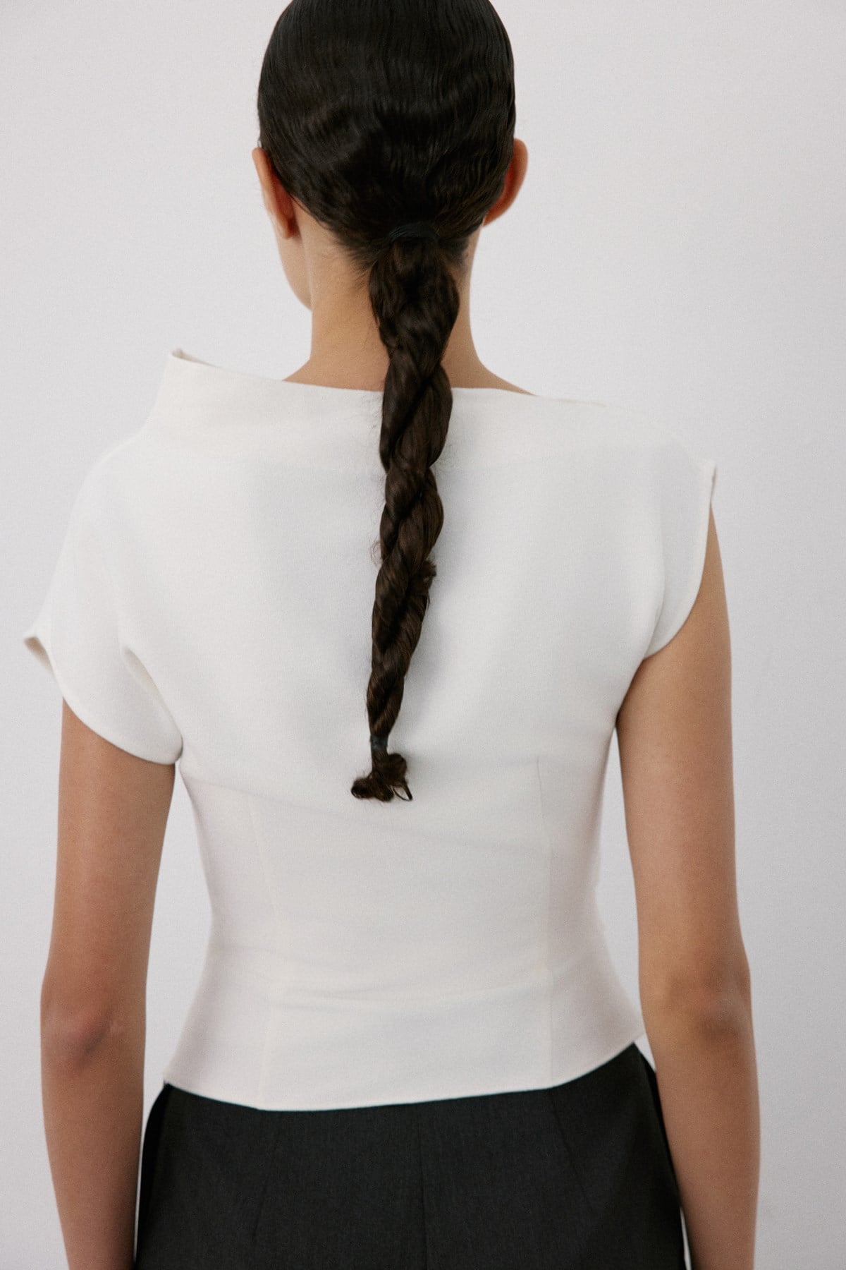 Boat Neck Short Sleeve Blouse