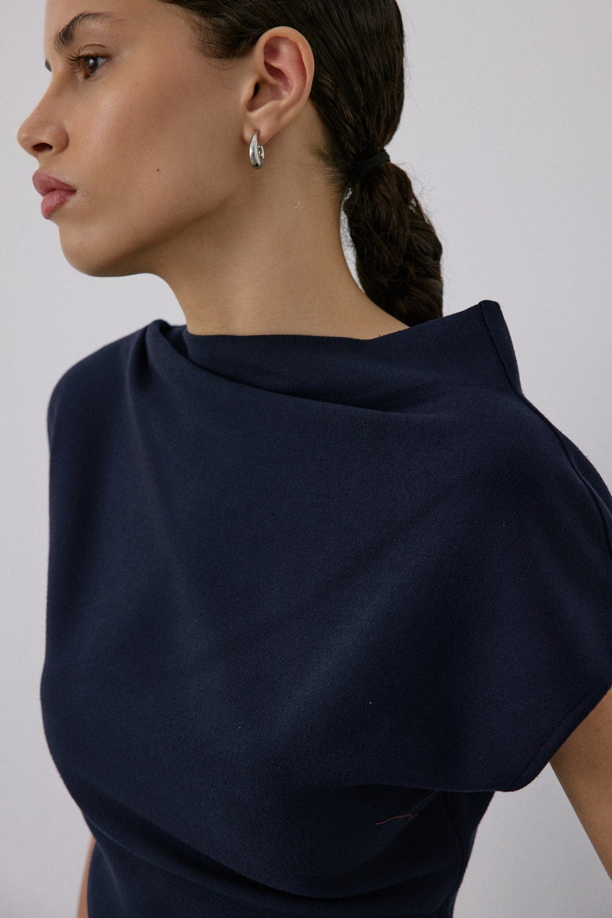 Boat Neck Short Sleeve Blouse