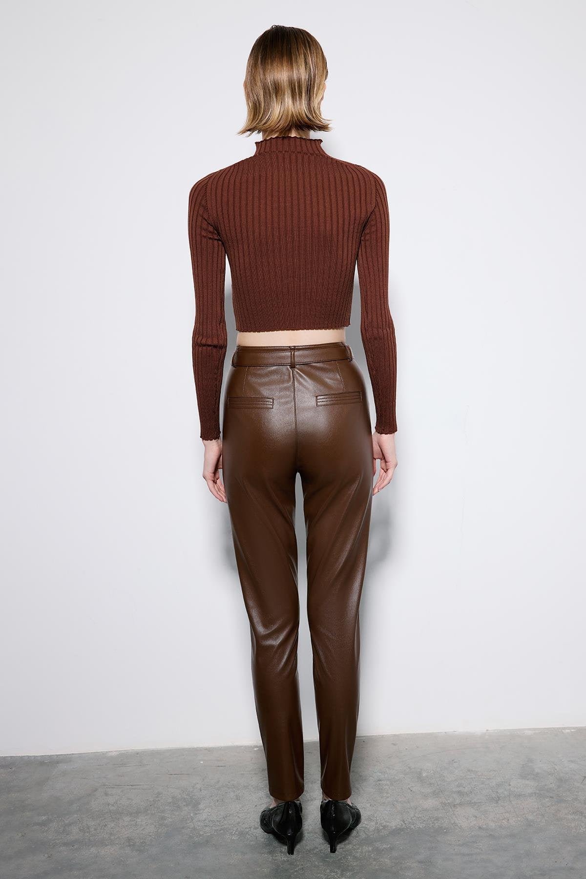 Leather Trousers With Metal Buckle