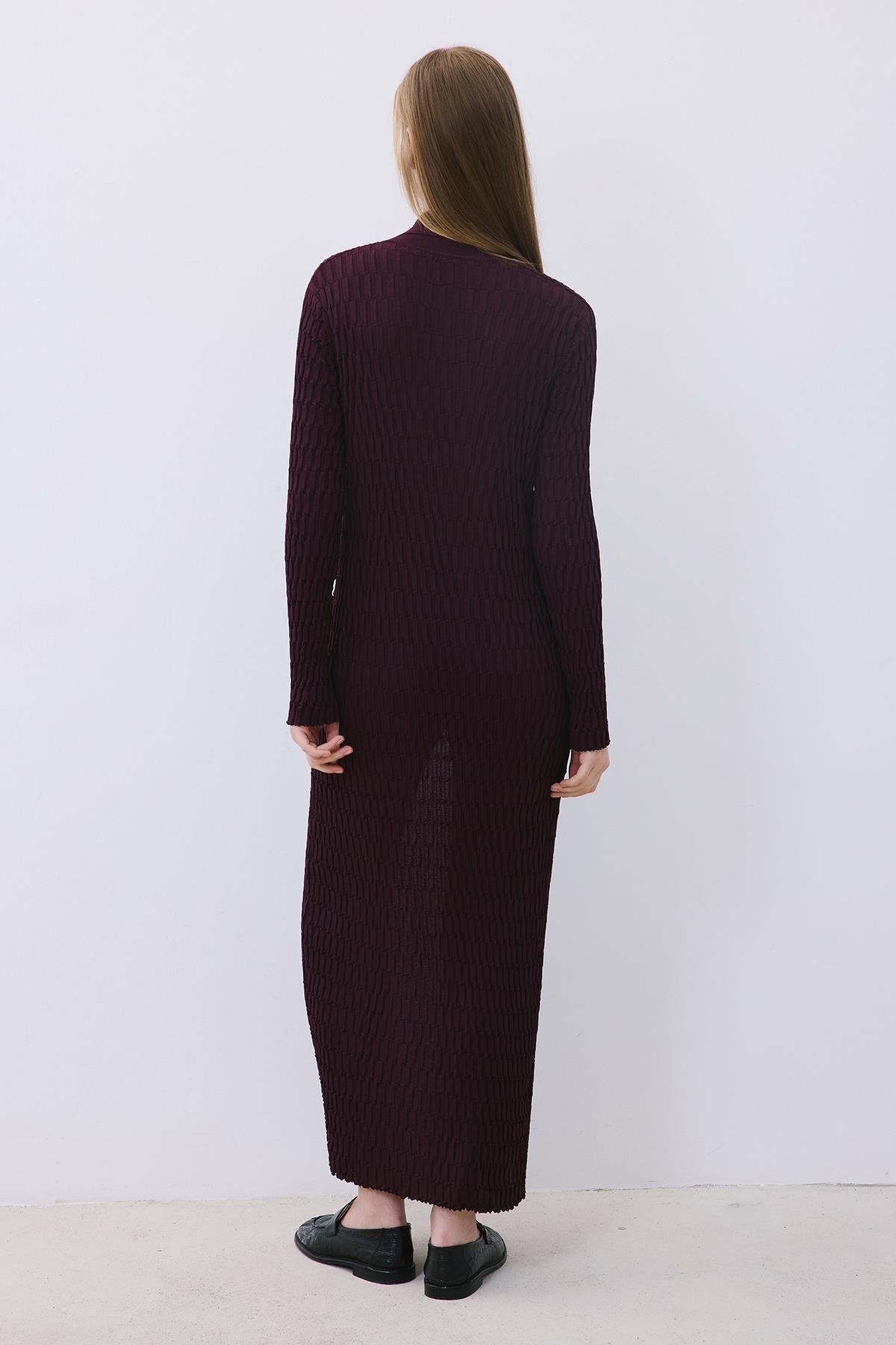 Long Jacquard Knit Cardigan