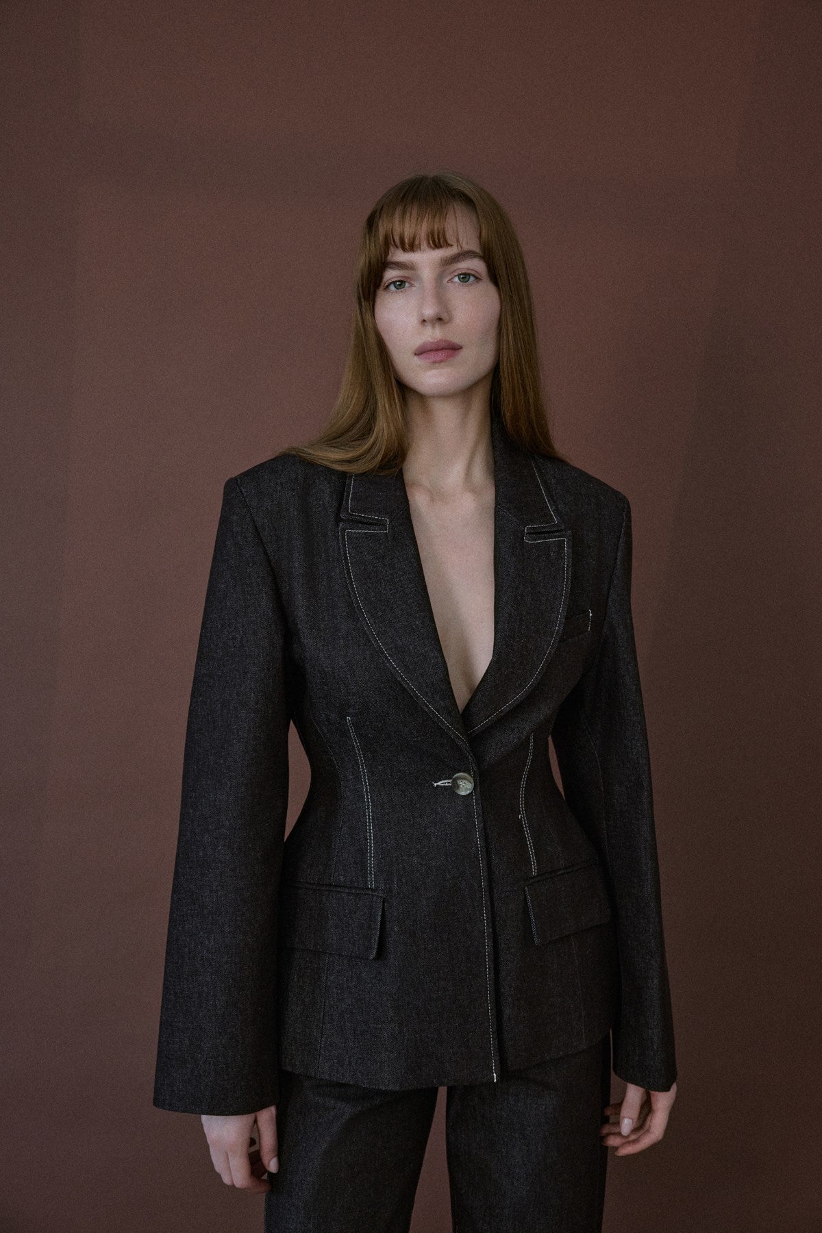 Contrast Stitch Lined Blazer