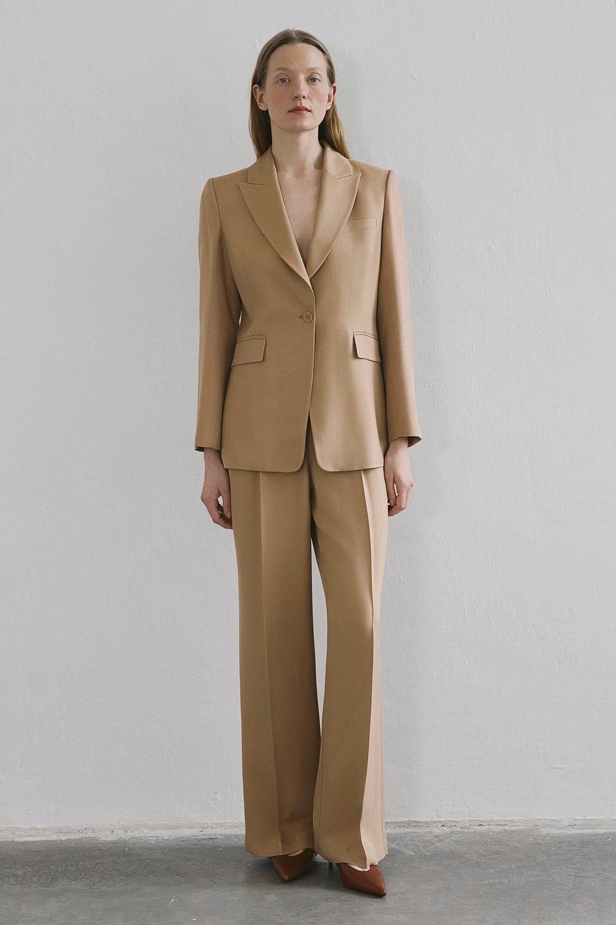 Crease Detail Pleated Wide Leg Pants