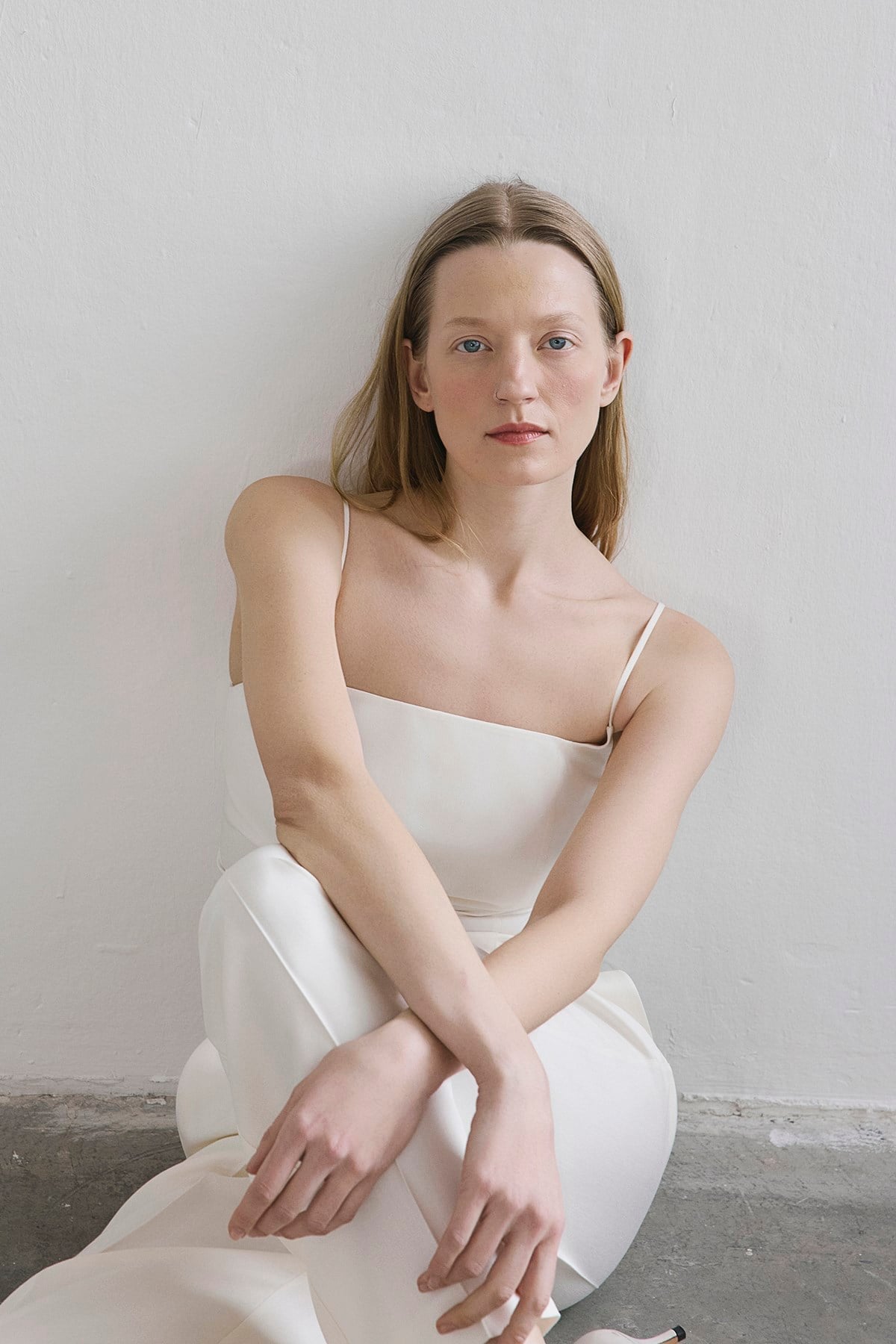 Crease Detail Pleated Wide Leg Pants