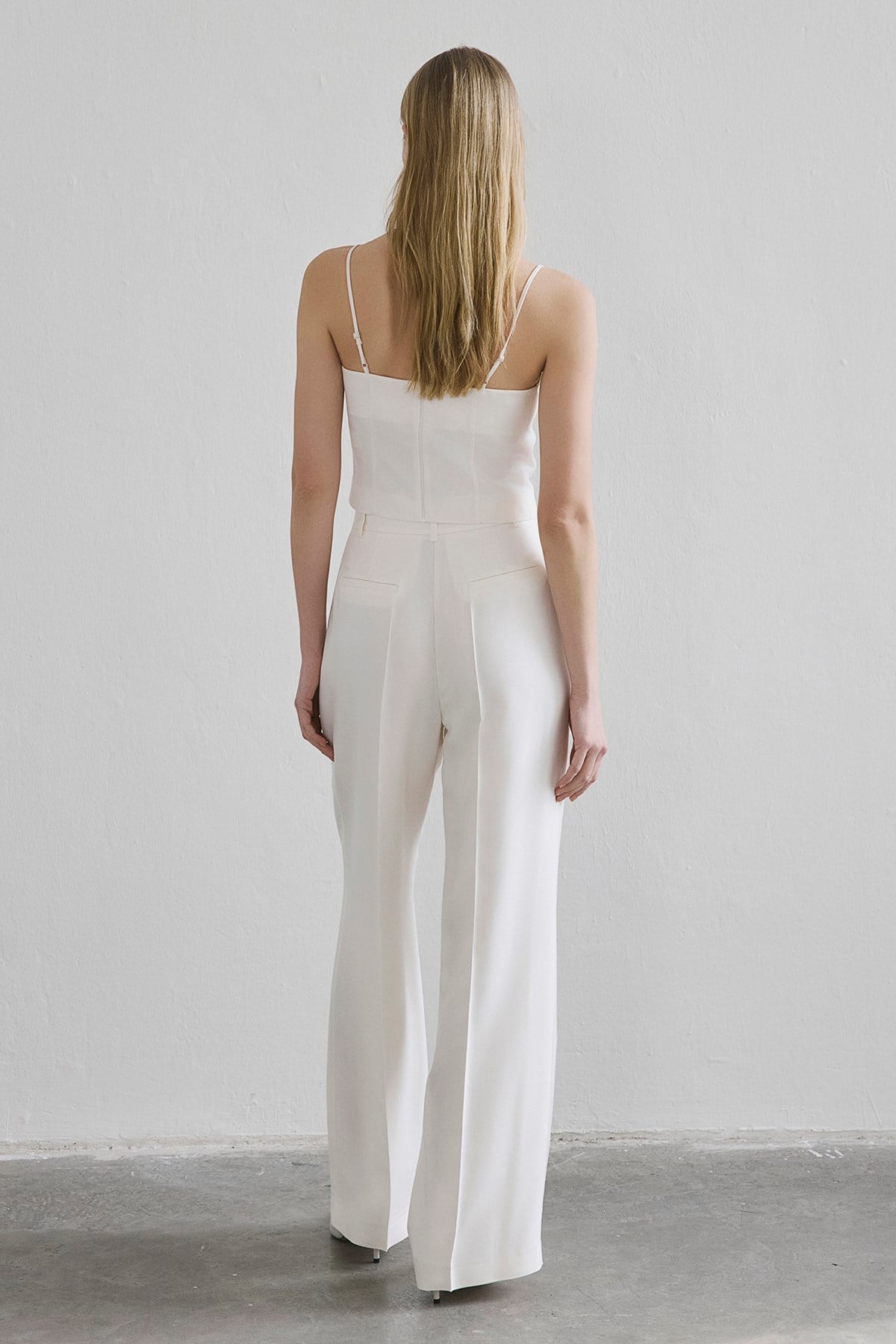Crease Detail Pleated Wide Leg Pants