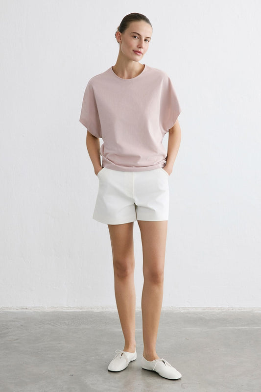Crew Neck Knit Powder T-shirt