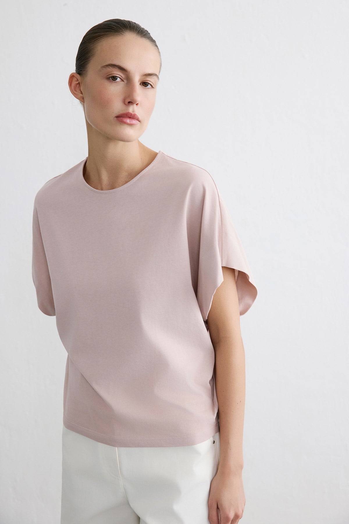 Crew Neck Knit Powder T-shirt