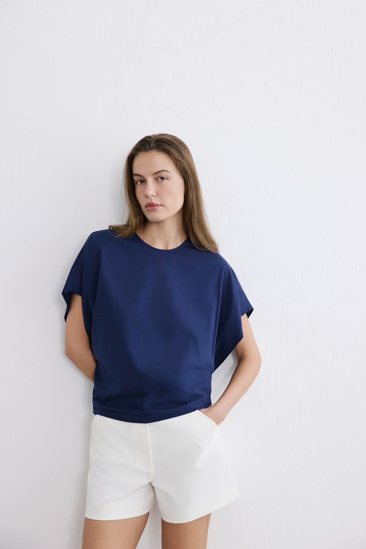 Crew Neck Knit Powder T-shirt