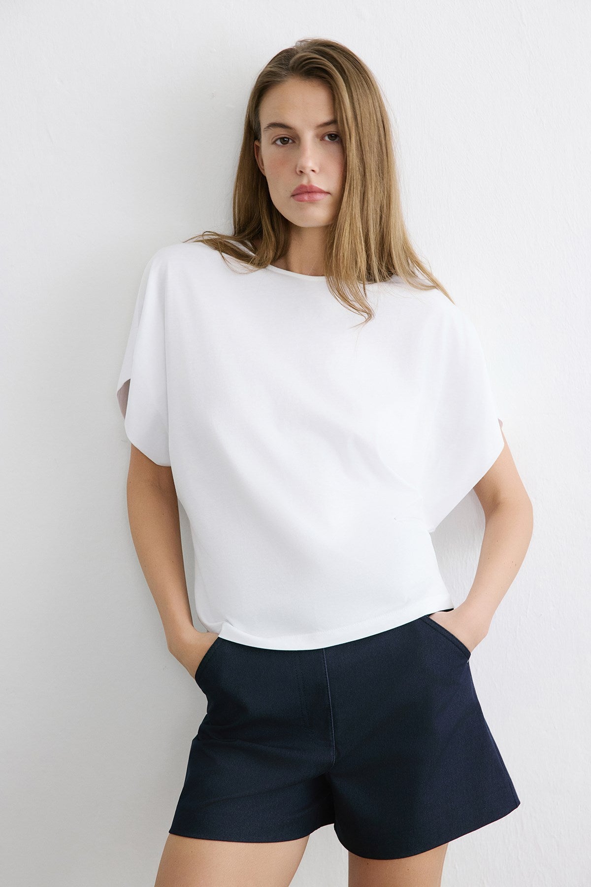Crew Neck Knit Powder T-shirt