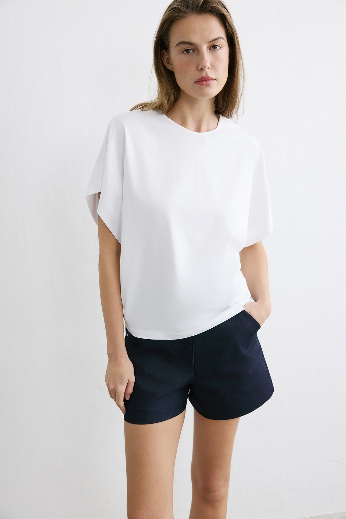 Crew Neck Knit Powder T-shirt