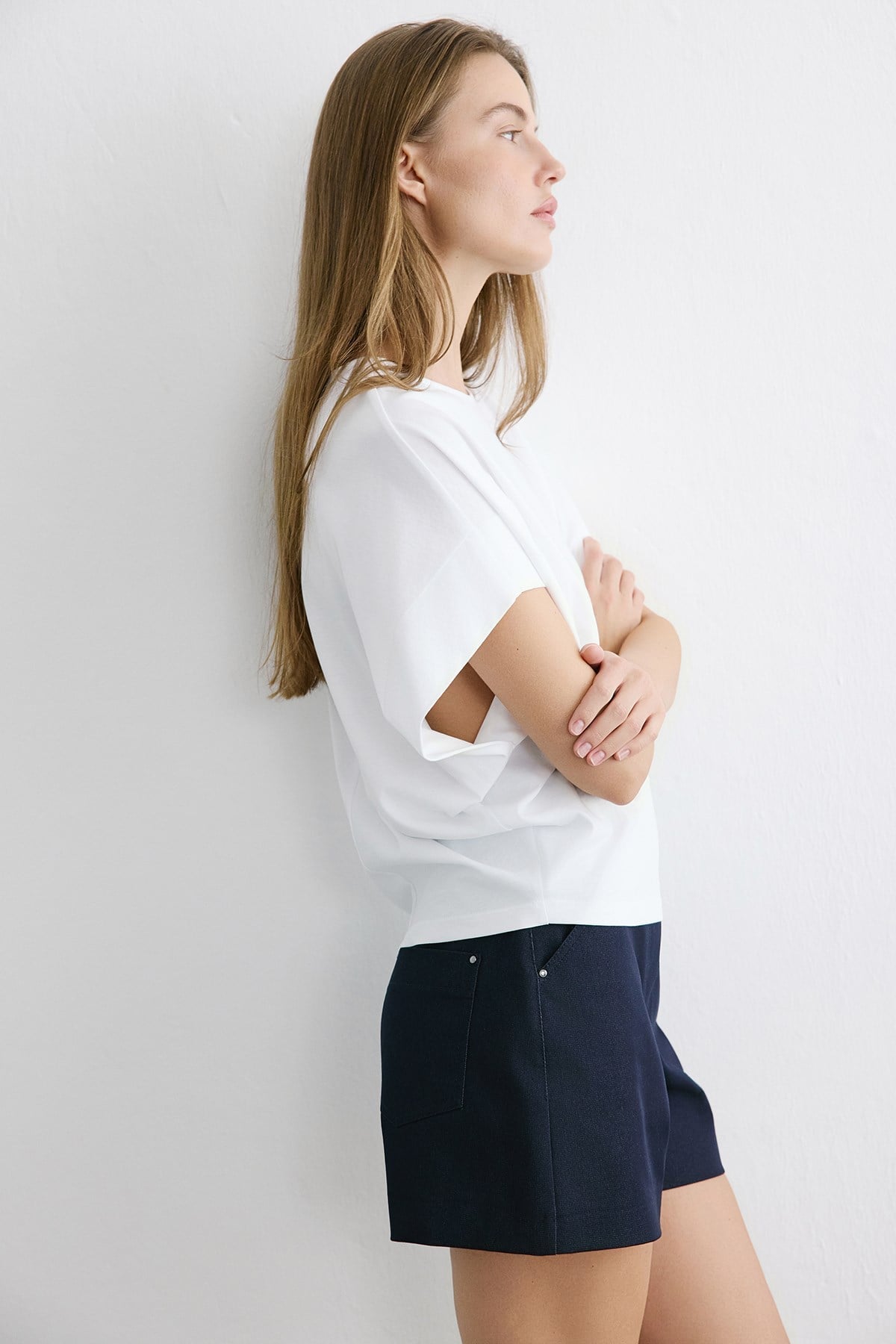 Crew Neck Knit Powder T-shirt