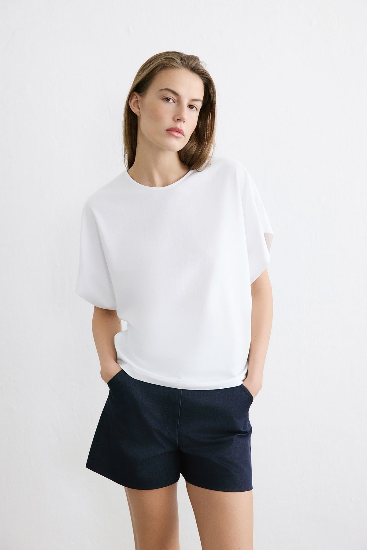 Crew Neck Knit Powder T-shirt