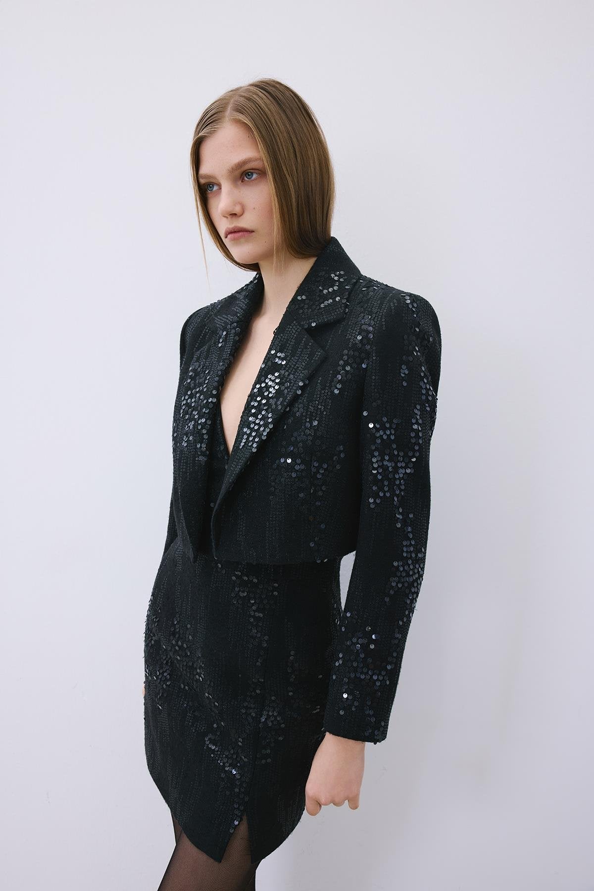 Cropped Sequin Jacket
