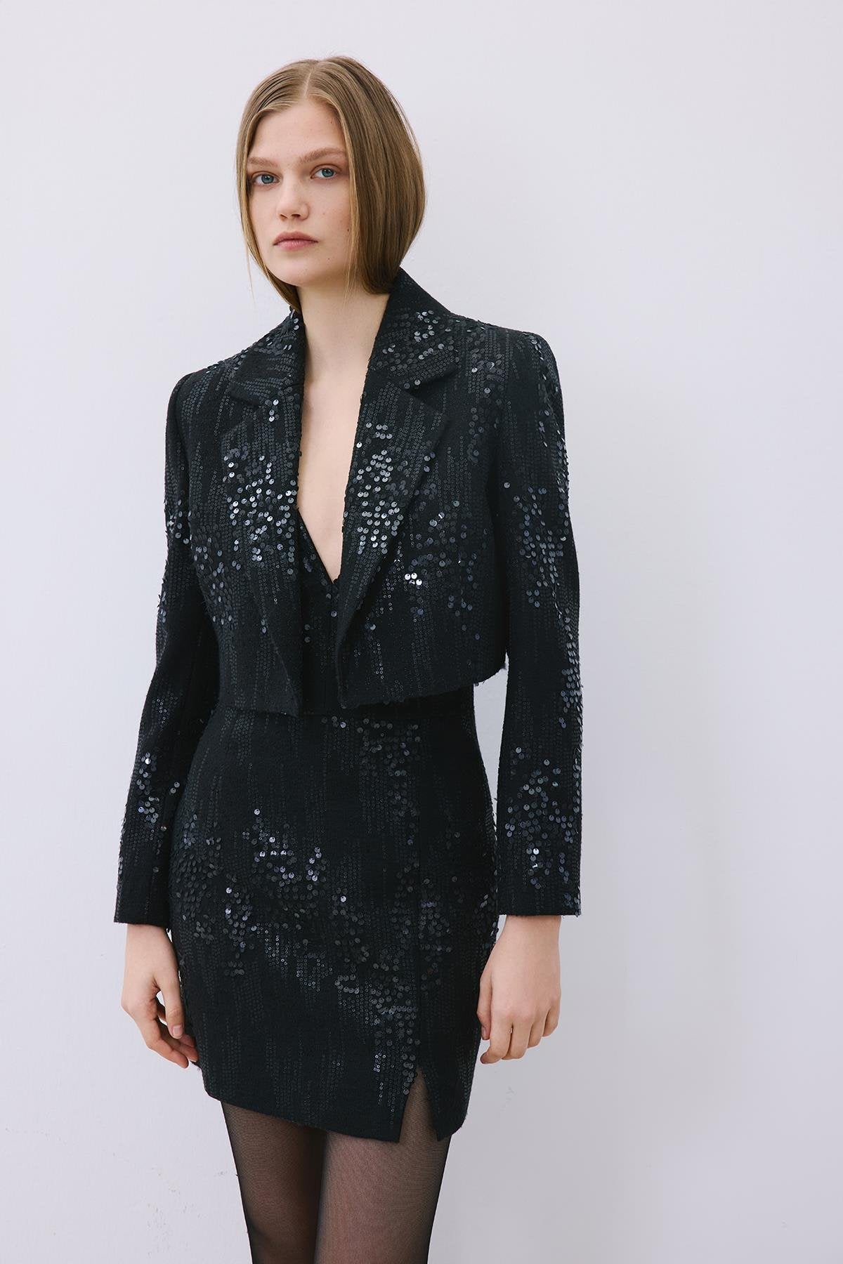 Cropped Sequin Jacket