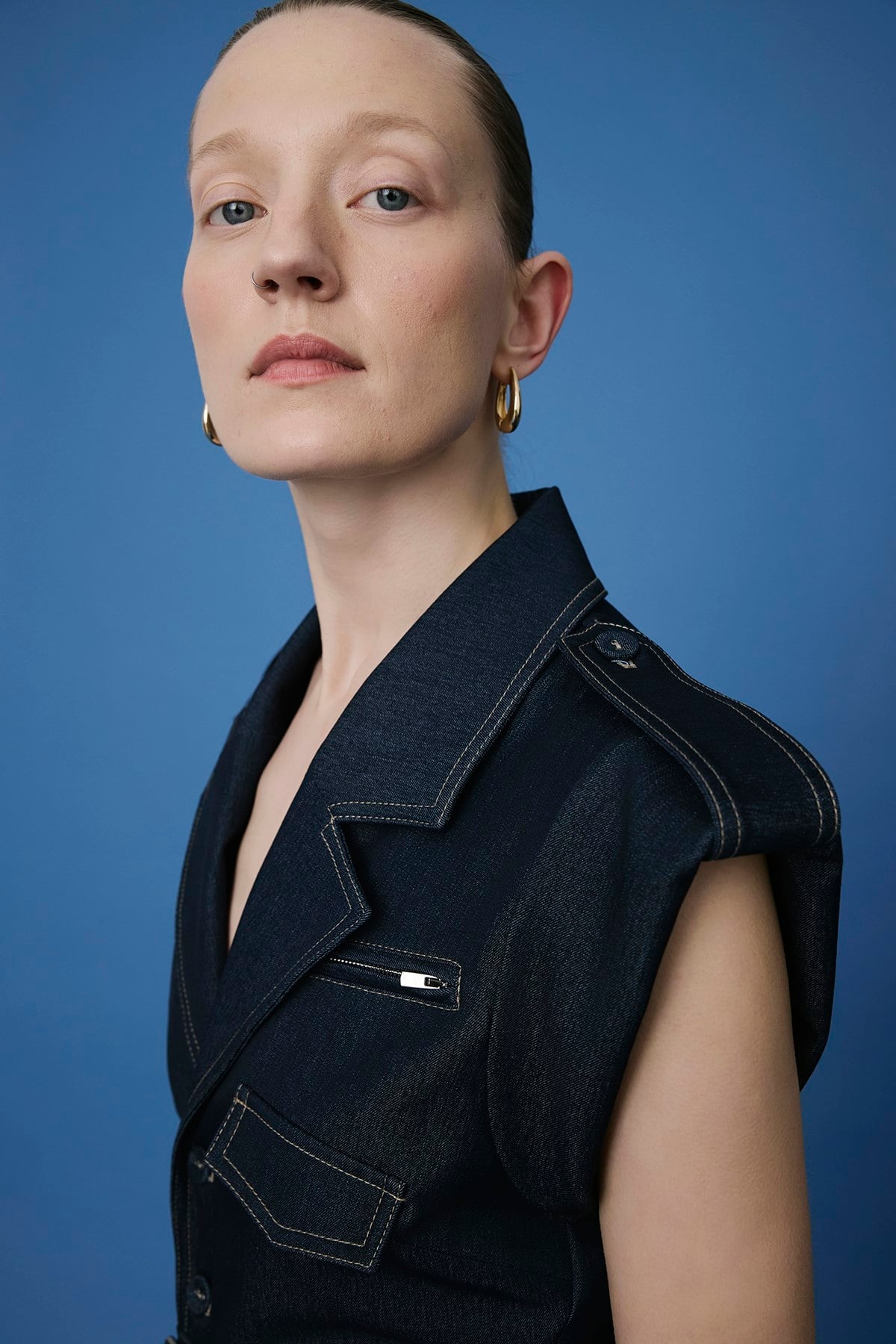 Denim Contrast Belted Jumpsuit