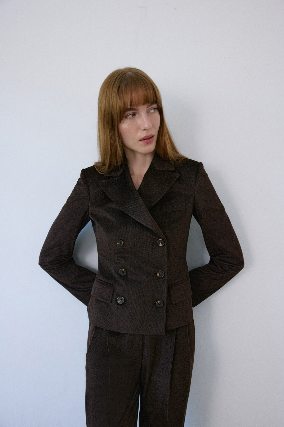 Double Breasted Lined Velvet Blazer