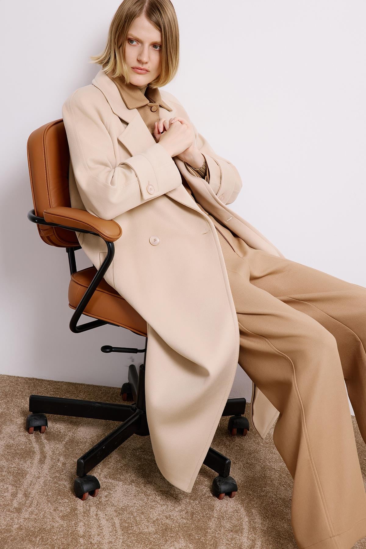 Double-Breasted Long Sleeve Coat