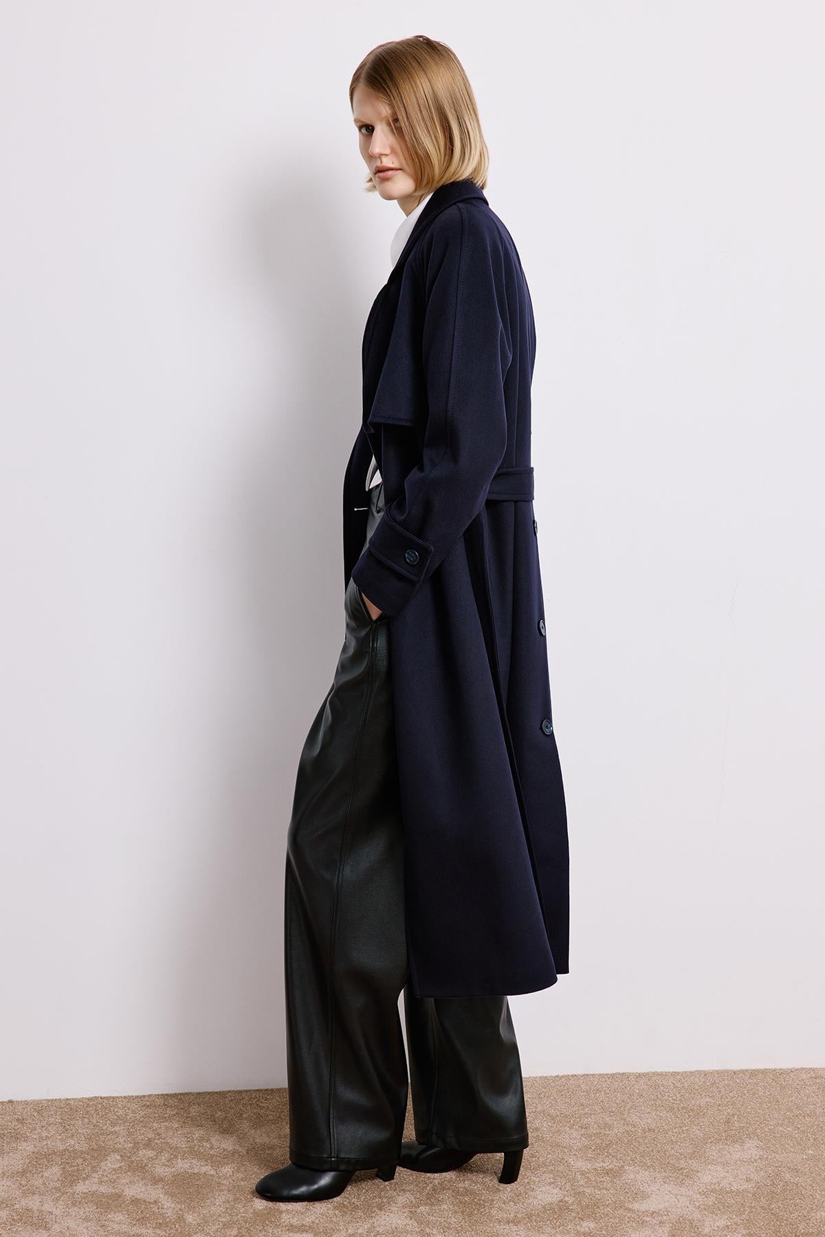 Double-Breasted Long Sleeve Coat