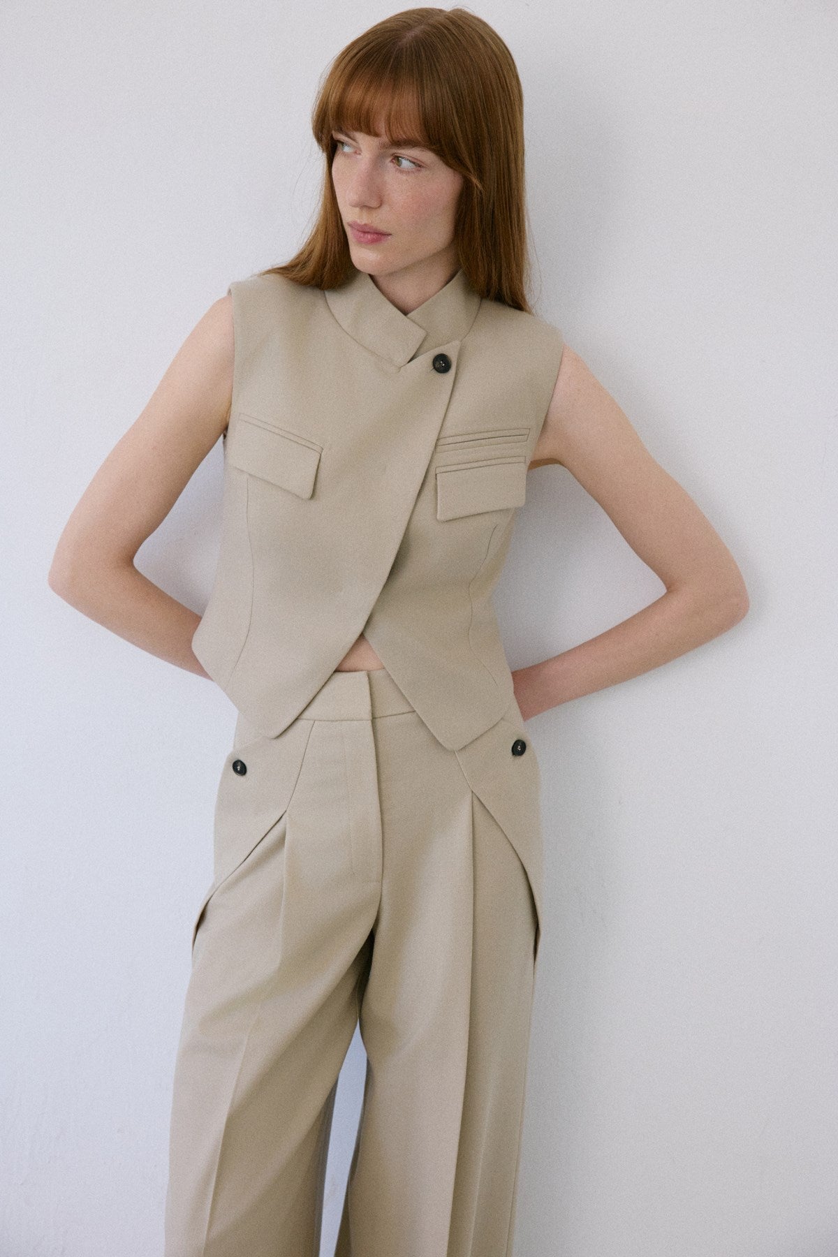 Double Breasted Look Lined Vest