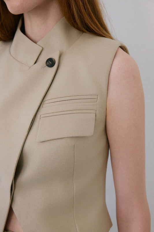 Double Breasted Look Lined Vest