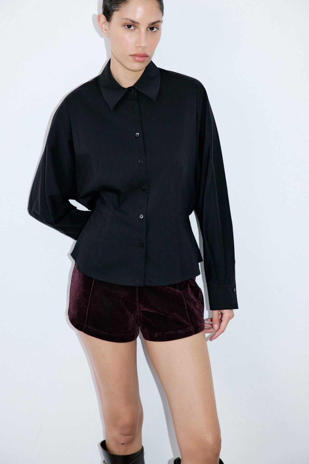 Dropped Shoulder Batwing Sleeve Shirt