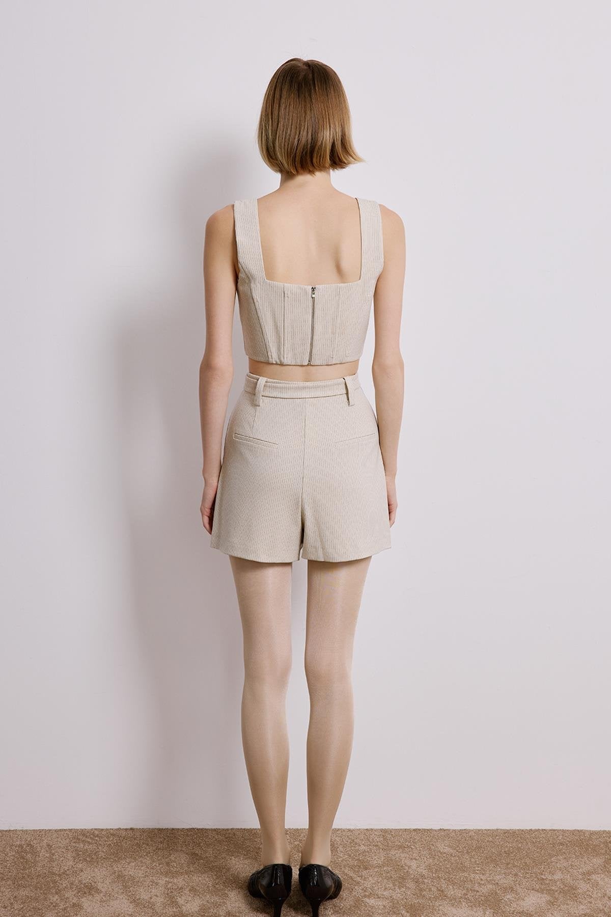 Striped Skort With Belt Detail