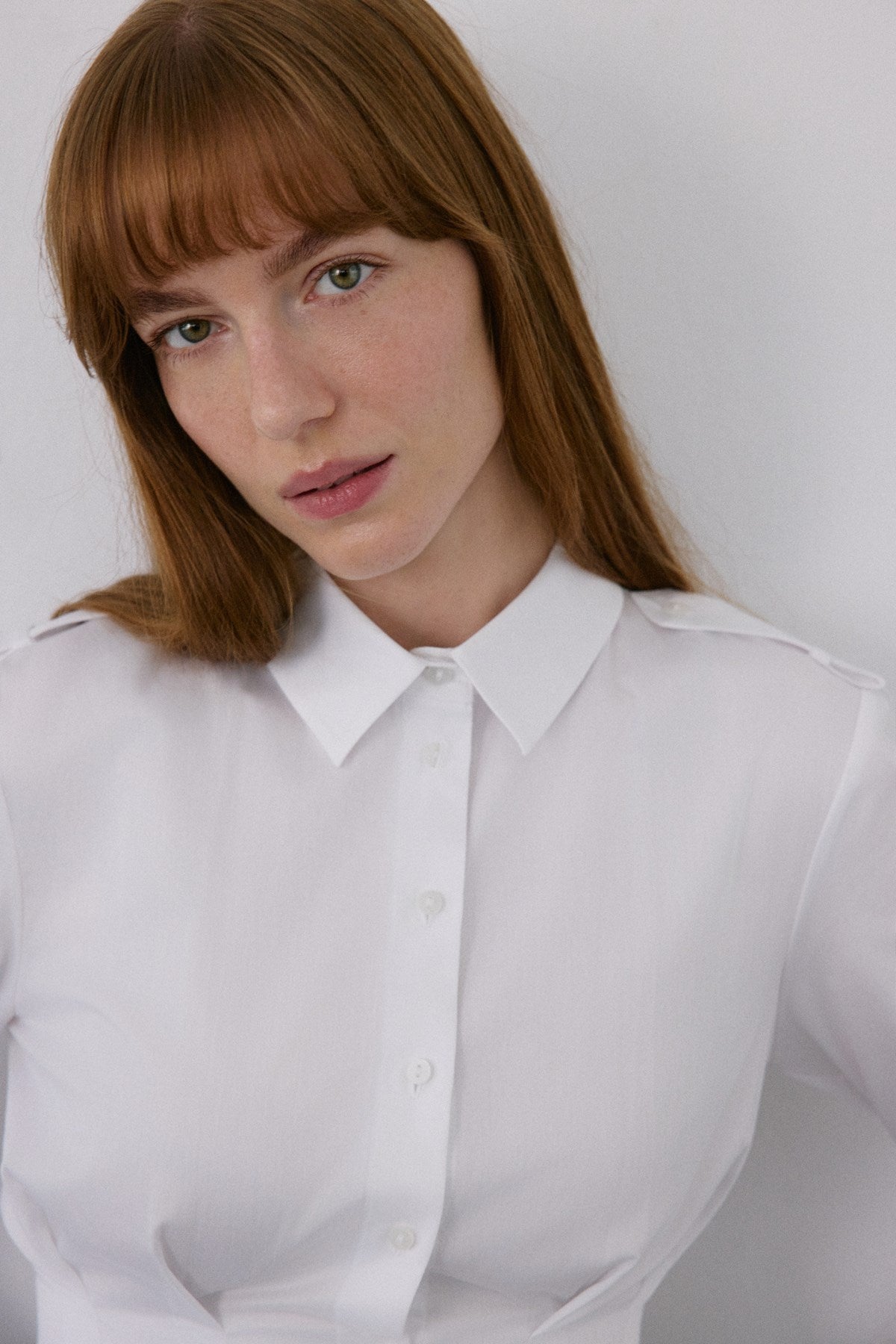 Epaulette Long Sleeve Crop Shirt