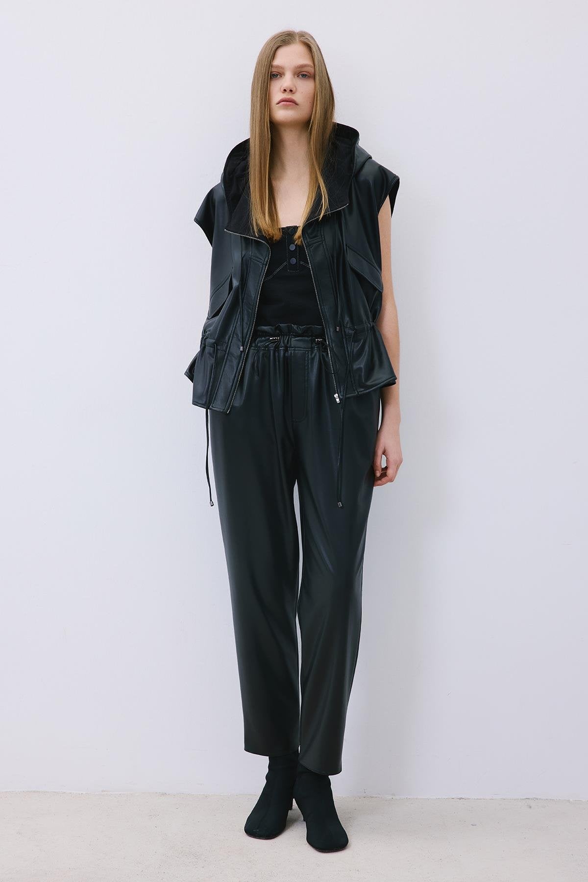Faux Leather Relaxed Fit Pants