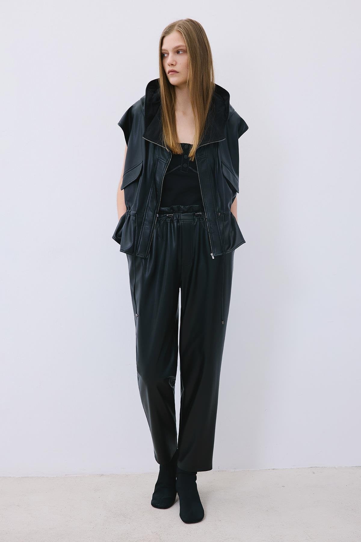 Faux Leather Relaxed Fit Pants